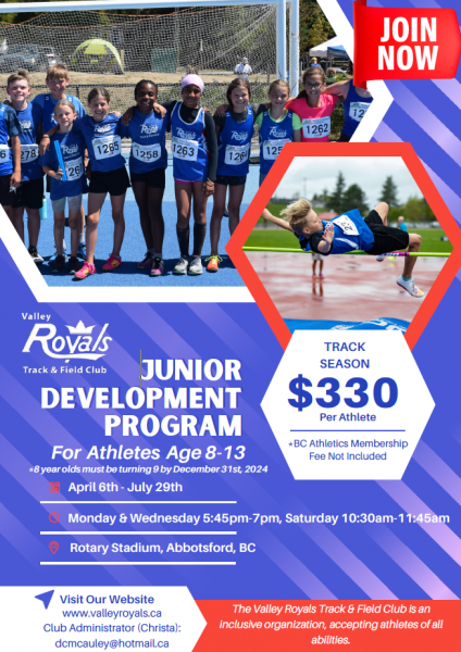 Valley Royals Junior Development Season is April 6 to July 29